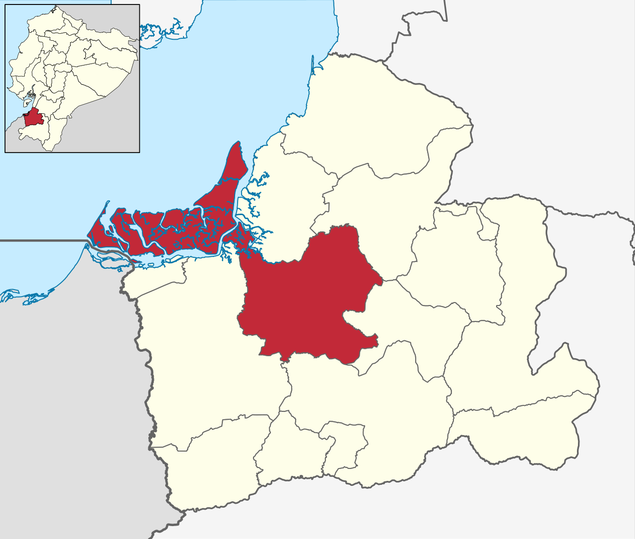 Mapa localizador del cantón Santa Rosa en la provincia de El Oro, Ecuador